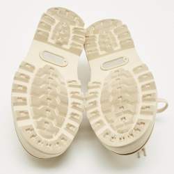 Pre Owned Valentino Beige Embroidered Fabric Low Top Sneakers Size 41