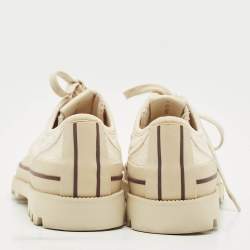 Pre Owned Valentino Beige Embroidered Fabric Low Top Sneakers Size 41