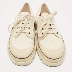 Pre Owned Valentino Beige Embroidered Fabric Low Top Sneakers Size 41