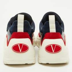 Pre Owned Valentino Blue/Red Suede and Leather Gumboy Low Top Sneakers Size 41