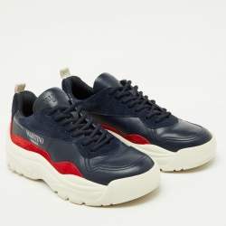 Pre Owned Valentino Blue/Red Suede and Leather Gumboy Low Top Sneakers Size 41