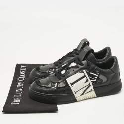 Pre Owned Valentino Black Leather, Canvas and Suede VL7N Low Top Sneakers Size 40