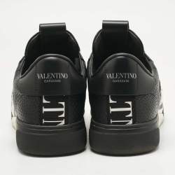 Pre Owned Valentino Black Leather, Canvas and Suede VL7N Low Top Sneakers Size 40
