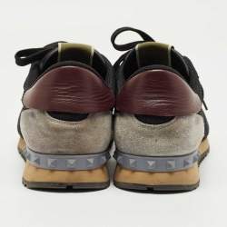Pre Owned Valentino Tricolor Leather and Mesh Rockrunner Sneakers Size 42