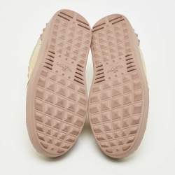 Pre Owned Valentino Two Tone Metallic Leather Open Low Top Sneakers Size 40