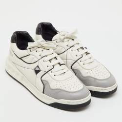 Pre Owned Valentino Tri Color Leather One Stud Low Top Sneakers Size 44