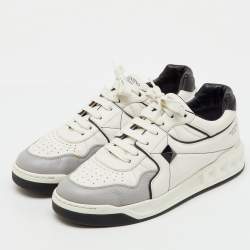 Pre Owned Valentino Tri Color Leather One Stud Low Top Sneakers Size 44