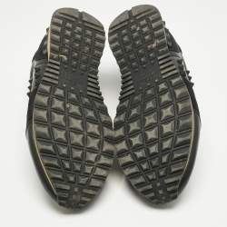 Pre Owned Valentino Black Leather and Suede Rockrunner Lace Up Sneakers Size 42