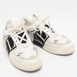 Pre Owned Valentino White Leather VLTN Low Top Sneakers Size 40