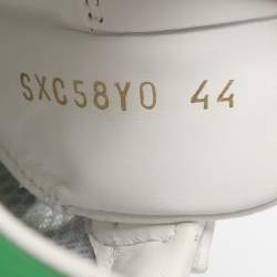 Pre Owned Valentino White/Green Leather and Mesh VLTN Low Top Sneakers Size 44