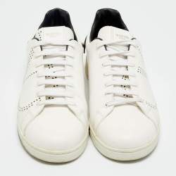 Pre Owned Valentino White Leather Backnet Lace Up Sneakers Size 46