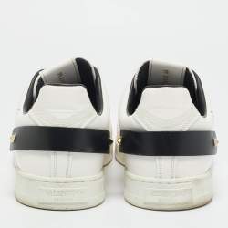 Pre Owned Valentino White Leather Backnet Lace Up Sneakers Size 46