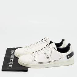 Pre Owned Valentino White Leather Backnet Lace Up Sneakers Size 46