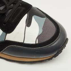 Pre Owned Valentino Multicolor Suede and Leather Rockrunner Lace Up Sneakers Size 44
