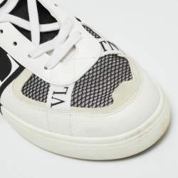 Pre Owned Valentino White/Black Canvas and Leather VL7N Low Top Sneakers Size 44.5