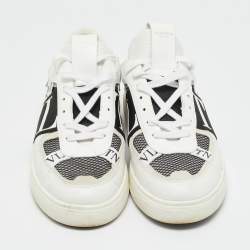 Pre Owned Valentino White/Black Canvas and Leather VL7N Low Top Sneakers Size 44.5