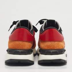 Pre Owned Valentino Multicolor Lace and Leather Lacerunner Lace Up Sneakers Size 44