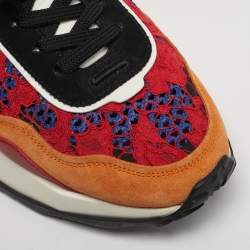 Pre Owned Valentino Multicolor Lace and Leather Lacerunner Lace Up Sneakers Size 44