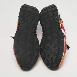 Pre Owned Valentino Multicolor Lace and Leather Lacerunner Lace Up Sneakers Size 44