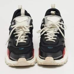 Pre Owned Valentino Black Leather and Mesh Bounce socks Lace Up Sneakers Size 45