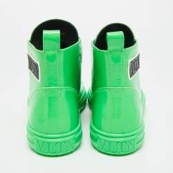 Pre Owned Valentino Giggies  Neon Green Patent Leather High Top Sneakers Size 41