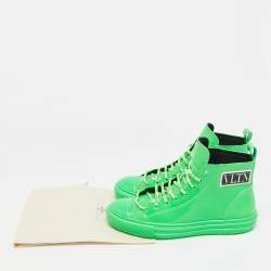 Pre Owned Valentino Giggies  Neon Green Patent Leather High Top Sneakers Size 41