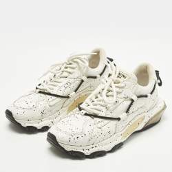 Pre Owned حذاء رياضي فالنتينو بونس جلد أبيض ألوان متناثرة بأربطة مقاس 41