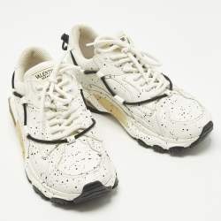 Pre Owned حذاء رياضي فالنتينو بونس جلد أبيض ألوان متناثرة بأربطة مقاس 41