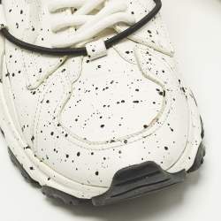 Pre Owned حذاء رياضي فالنتينو بونس جلد أبيض ألوان متناثرة بأربطة مقاس 41