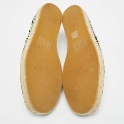 مملوكة مسبقًا Valentino Iconographe Size 45 Beige/Black Canvas and Leather Slip On Espadrille
