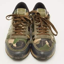 Pre Owned Valentino Rockrunner Size 41 Multicolor Leather and Suede Lace Up Sneakers