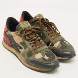 Pre Owned Valentino Rockrunner Size 41 Multicolor Leather and Suede Lace Up Sneakers