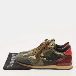 Pre Owned Valentino Rockrunner Size 41 Multicolor Leather and Suede Lace Up Sneakers