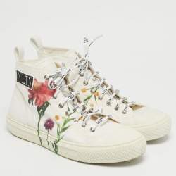 مملوكة مسبقًا Valentino Giggies Size 44 White Canvas Flower Cap Toe High Top Sneakers