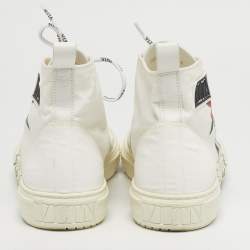 مملوكة مسبقًا Valentino Giggies Size 44 White Canvas Flower Cap Toe High Top Sneakers