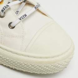 مملوكة مسبقًا Valentino Giggies Size 44 White Canvas Flower Cap Toe High Top Sneakers