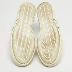 مملوكة مسبقًا Valentino Giggies Size 44 White Canvas Flower Cap Toe High Top Sneakers