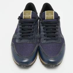 مملوكة مسبقًا Valentino Rockrunner Size 44 Multicolor Mesh and Suede Lace Up Sneakers