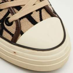 Pre Owned Valentino Totaloop Size 42.5 Beige/Brown Canvas Toile Iconographe High Top Sneakers