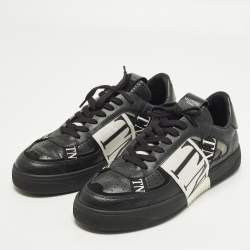 Pre Owned Valentino VL7N Size 42.5 Black Leather Low Top Sneakers