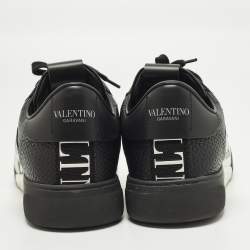 Pre Owned Valentino VL7N Size 42.5 Black Leather Low Top Sneakers