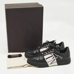 Pre Owned Valentino VL7N Size 42.5 Black Leather Low Top Sneakers