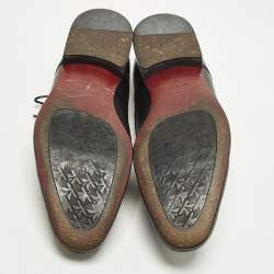 Pre Owned حذاء ديربي فالنتينو جلد أسود برباط مقاس 49.5