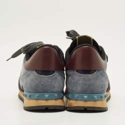 Pre Owned Valentino Rockrunner Size 44 Multicolor Leather and Suede Low Top Sneakers