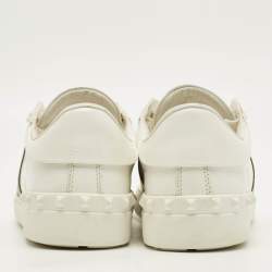 مملوكة مسبقًا حذاء رياضي فالنتينو مفتوح جلد أبيض/أخضر بأربطة مقاس 43