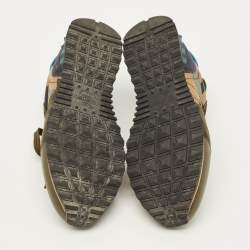 Pre Owned Valentino Rockrunner Size 40 Multicolor Leather and Suede Lace Up Sneakers