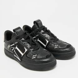 Pre Owned Valentino VL7N Size 40 Black Leather Lace Up Sneakers