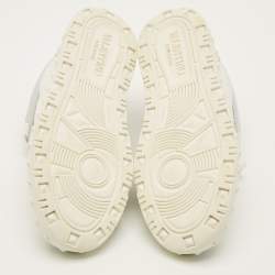 Pre Owned Valentino Free dots Size 43 Sky Blue/White Leather and Patent Low Top Sneakers