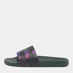 Pre Owned Valentino Size 42 Multicolor Rubber Pool Flat Slides 