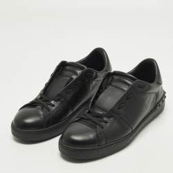 Pre Owned Valentino Vltn Open Size 43.5 Black Leather Lace Up Sneakers